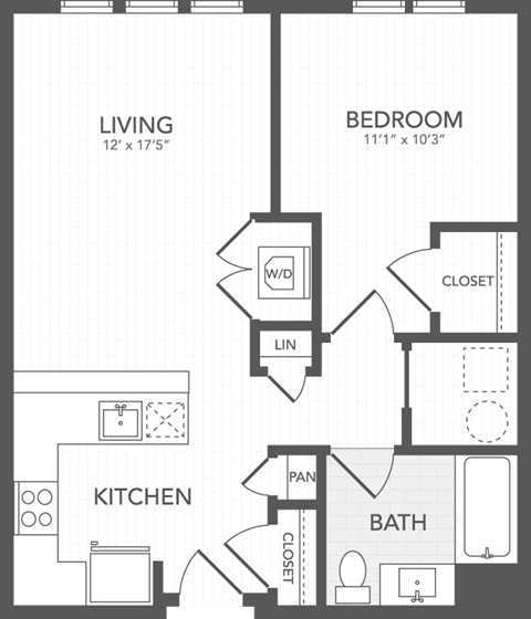 a floor plan of a room with a bedroom and a bathroom